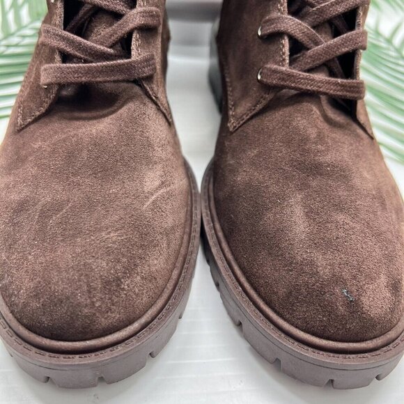 Vince Camuto Fawdry Chocolate Brown Suede Lace Up Combat Ankle Boots 8.5M NWOB - Picture 3 of 11